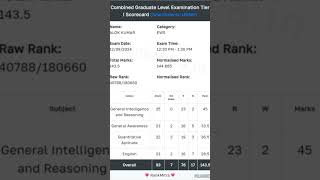 My ssccgl Tier-1 scorecard 🔥 ssccgl answer key 📚🎯 #ssc #ssccgl #viralvideo #shorts