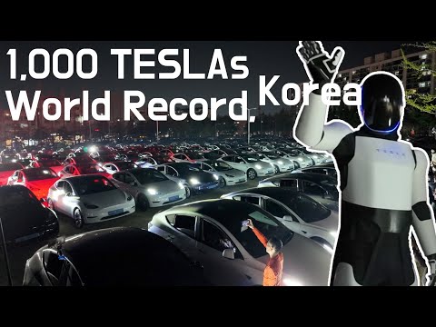 World record 1,000 Tesla Light Show in Korea