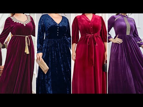 Latest plus size plain velvet dresses 2024|Plus size velvet dresses|Velvet frocks