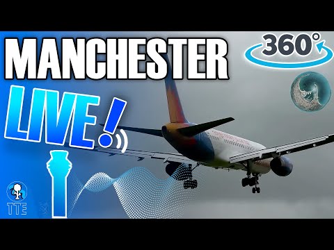 (360 TEST) Manchester Airport Live 360 Degrees LOW LANDINGS! #planespotting #manchesterairportlive