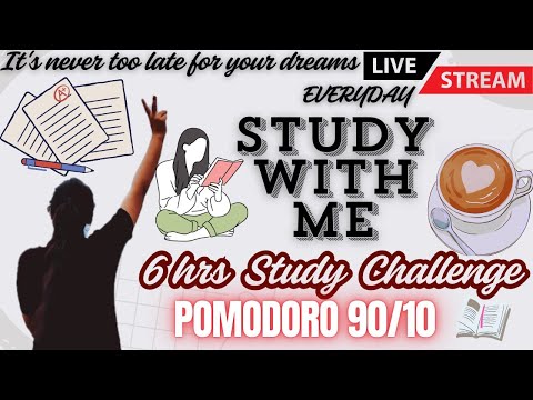 Study With Me for 6 Hours #pomodoro 90/10 // #DAY-14/50 !! ONLINE LIBRARY✌️Routine in description