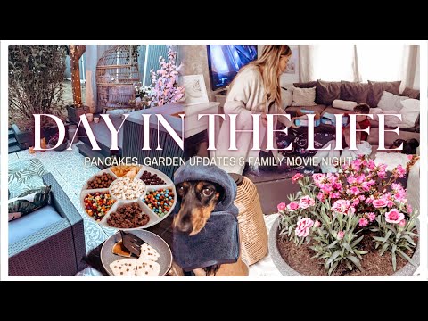 DAY IN THE LIFE- GARDEN UPDATES 🌷BATHING RUDY 🐾  B&M HAUL 🛒 & FAMILY MOVIE NIGHT 🍿