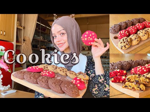 The best soft chocolate chip cookies |احلى وصفة كوكيز بثلاث نكهات مختلفة 🍪