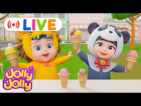 LIVE🔴 The Ice Cream Song, Wheels on the bus +  MORE |  Jolly Jolly & Ice Cream - Best Kids Songs!