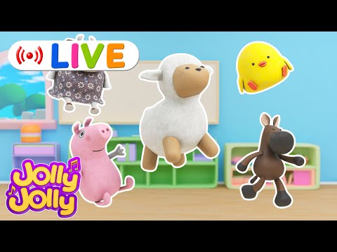 LIVE🔴Old MacDonald had a farm, Five little ducks + More | Jolly Jolly & Animals - Best Kids Songs!