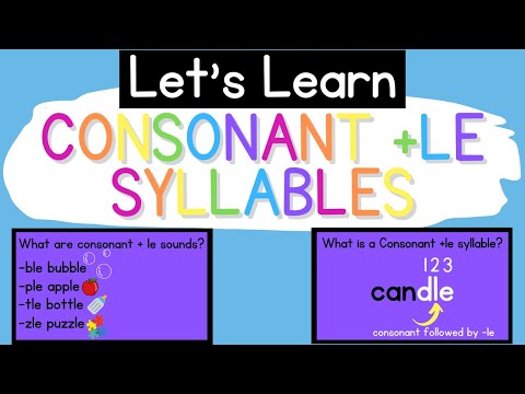 Consonant + le Syllables {Syllable Types}