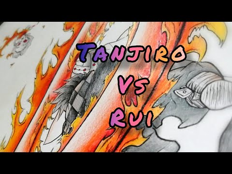 Kamado Tanjiro 🔥🔥🔥 vs 👊🏻 👊🏻 👊🏻  Demon Slayer Drawing Kimetsu no Yaiba