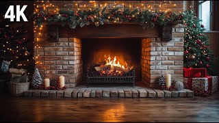 🎄 Cozy Christmas Fireplace 🎁 Warm Ambience with Crackling Fire and Festive Decor