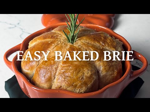 Pumpkin Shaped Baked Brie in Staub Dish - Thanksgiving App