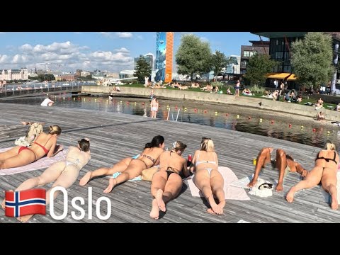 🇳🇴HOT BEACH DAY IN OSLO 4K-NORWAY Beach Walk Summer 2024