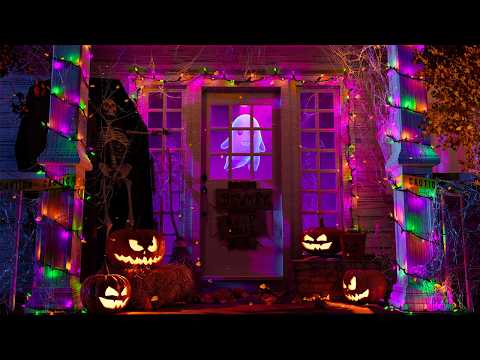 HALLOWEEN PORCH AMBIENCE 👻 Spooky Halloween Night Sounds