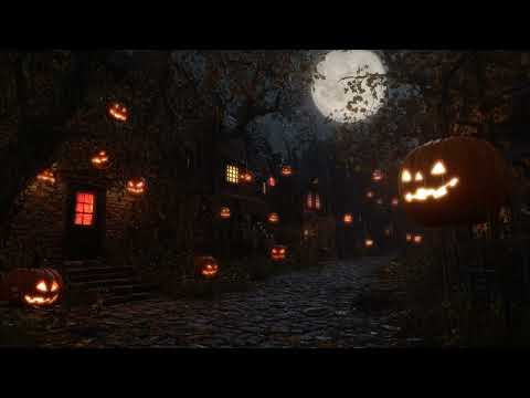 Halloween Night at the Haunted Village | Heavy Rain & Spooky Sounds