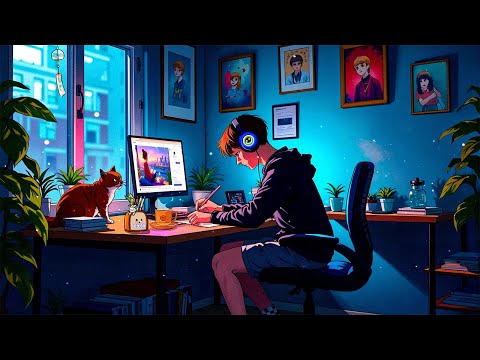 Night Work Space 📚 lofi hip hop radio ~ Study Music for Deep Concentration