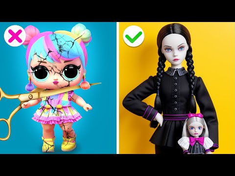 WOW😲! LOL Doll Makeover To Wednesday! *Awesome Doll Hack and Funny Situations* by Gotcha! Viral