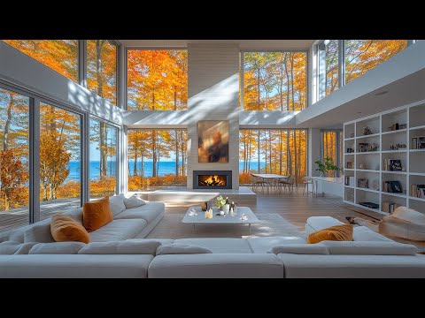 Fresh Morning Autumn in Beach Apartment and Smooth Jazz Music 🌤️ Jazz Piano Music for Stress Relief