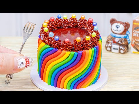 Adorable Miniature Rainbow Cake Decorating  🌈 Yummy Chocolate Cake 🍫Mini Cake Video