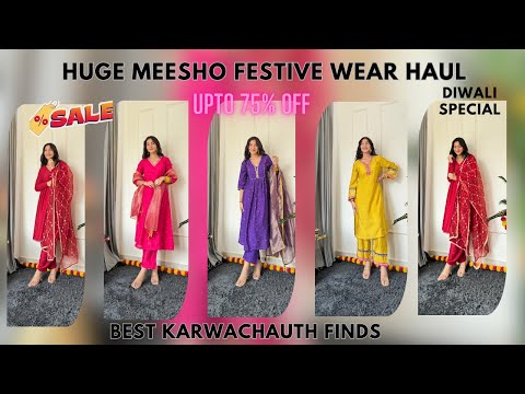 Huge Meesho Festive wear Haul || Diwali , Karwa chauth special kurta set in budget || high end dupes