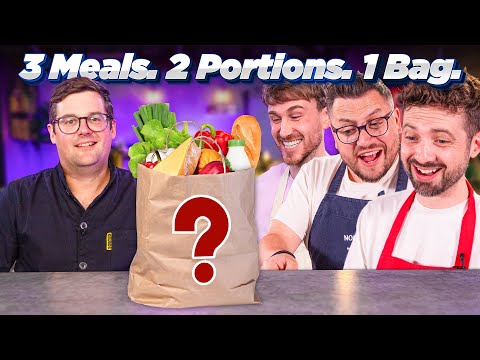 Chef vs Normals: GROCERY SHOP CHALLENGE | 3 Meals, 2 Portions, 1 Bag, 0 Waste