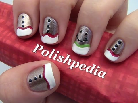 Gingerbread Man Christmas Nail Art