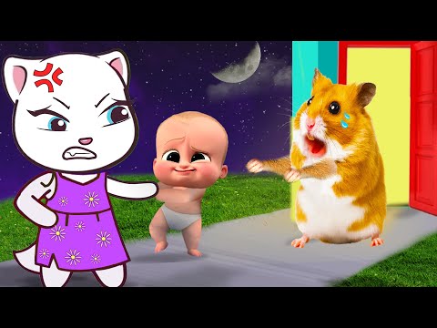 Please Don't Go, Angela! Hamster HamHam Pretend Play with Bro in real life