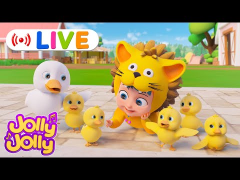 LIVE🔴Five little ducks, Itsy bitsy spider + MORE | Jolly Jolly & Animals - Best Kids Songs!