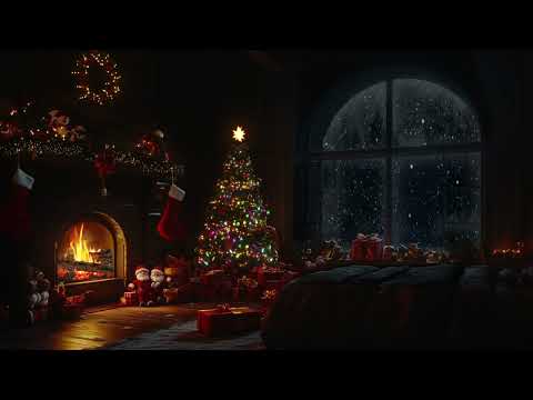 Ultimate Winter Cabin Christmas Atmosphere❄Soothing Fire & Snowstorm for Sleep😴