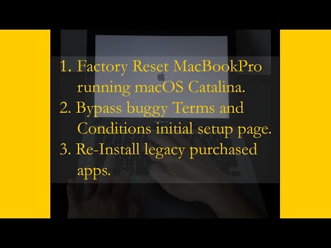 How to factory reset MacBook Pro, bypass Terms and Conditions buggy page, reinstall legacy software.