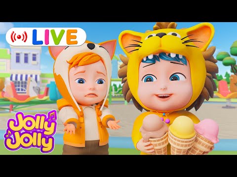 LIVE🔴The Ice Cream Song, Three little kittens + More | Jolly Jolly & Ice Cream - Best Kids Songs!