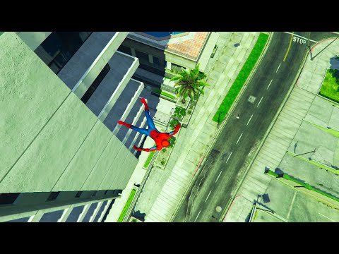 GTA 5 Spiderman Epic Jumps Compilation(GTA V Fails Funny Moments) 19