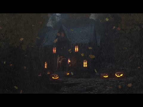 Heavy Rain on Forest | Dark Ambience with Spooky Night Sounds Help Focus on Study