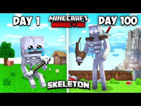 I Survived 100 Days as a SKELETON in Hardcore Minecraft (HINDI)