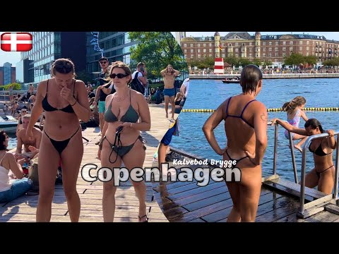 4K Waterfront 🇩🇰 Copenhagen Denmark, Kalvebod Brygge Harbour Beach, Beach Walk 2023