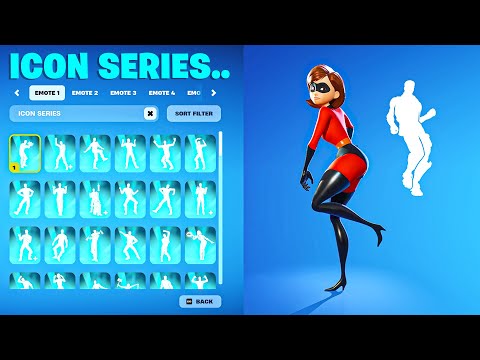 ALL ICON SERIES DANCES & EMOTES IN FORTNITE (Elastigirl Skin)