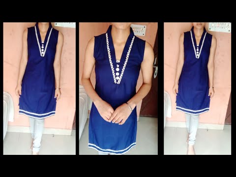 casual kurti cutting and stitching /designer kurti cutting /v shape neck kurti cutting and stitching