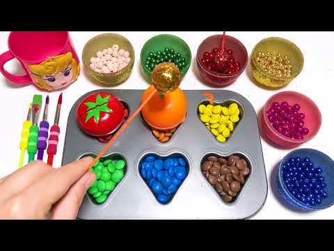 Satisfying Video l How to make Rainbow Glossy Fruits from Mixing Slime Best into Hearts Cutting ASMR