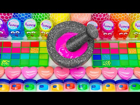 Satisfying Video How To Make Clear Slime Rainbow Heart Eyeshadow Mixing Random Things ASMR