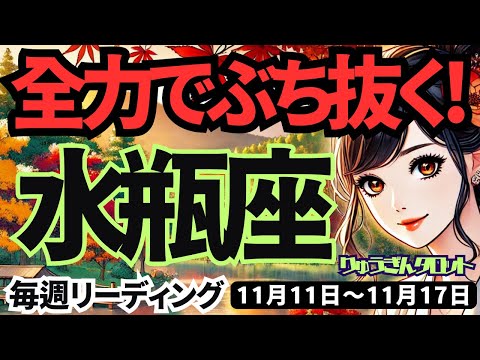 【水瓶座】♒️2024年11月11日の週♒️全力でぶち抜く!!固まった自分の心を。大きなチャンスが来るから。タロット占い。