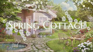 🍃Spring Cottage ASMR Ambience Peaceful Stream Sounds, Wind Chimes, Book Sounds, Spring Garden Nature