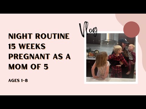 Week night routine with 5 kids 15 weeks pregnant (With time stamps)