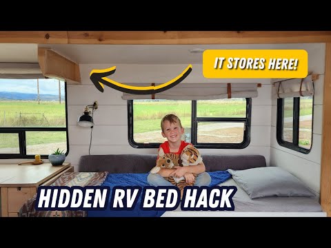 6 year old finally gets a bed!  RV Hack! Hidden bed!