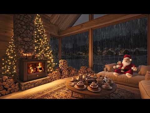 Rainy Christmas in the Woods: Relaxing Cabin Ambience with Soothing Rain and Warm Fire Sounds