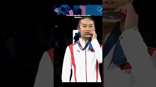 🤭Zhou Yaqin medal biting😻| cute moments in Olympics 2024 | #paris #paris2024 #olympics #olympics2024