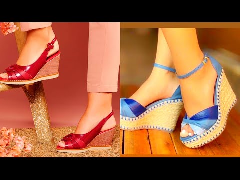 Top Trending And Stylish Ladies Wedge Mid Heels Shoes Party Wear Shoes Collection