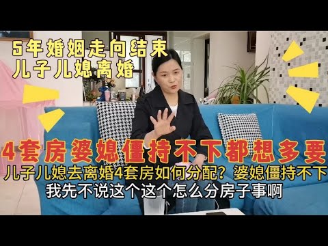 儿子儿媳5年婚姻结束，4套房产如何分配？婆媳都想多要，难办了