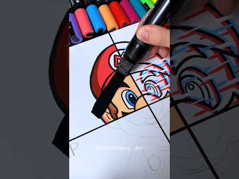 Drawing Mario, But in 4 different Styles Pt.2 (#shorts)