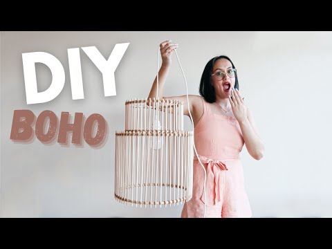 DIY BOHO decor on a BUDGET | DIY RATTAN LAMPSHADE | Emma Cole