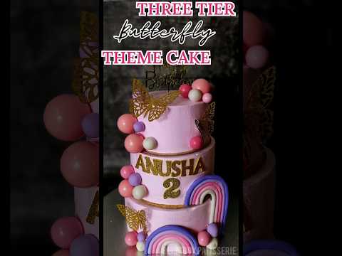 THREE TIER BUTTERFLY THEME CAKE TUTORIAL😍 #viral #cake #shortvideo #trending #short #shorts #reels