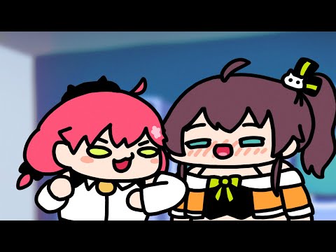 The shy Matsuri v.s. Aggressive Miko【Hololive Animation｜Eng sub】