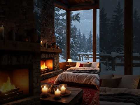 Cozy Winter Escape Ambience ❄️🔥#fireplace #winter #vibe #relaxingsounds