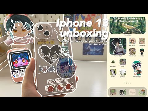 🍧 iphone 13 aesthetic unboxing (pink) - phone transformation, genshin, anime ios 15 setup ft. divoom